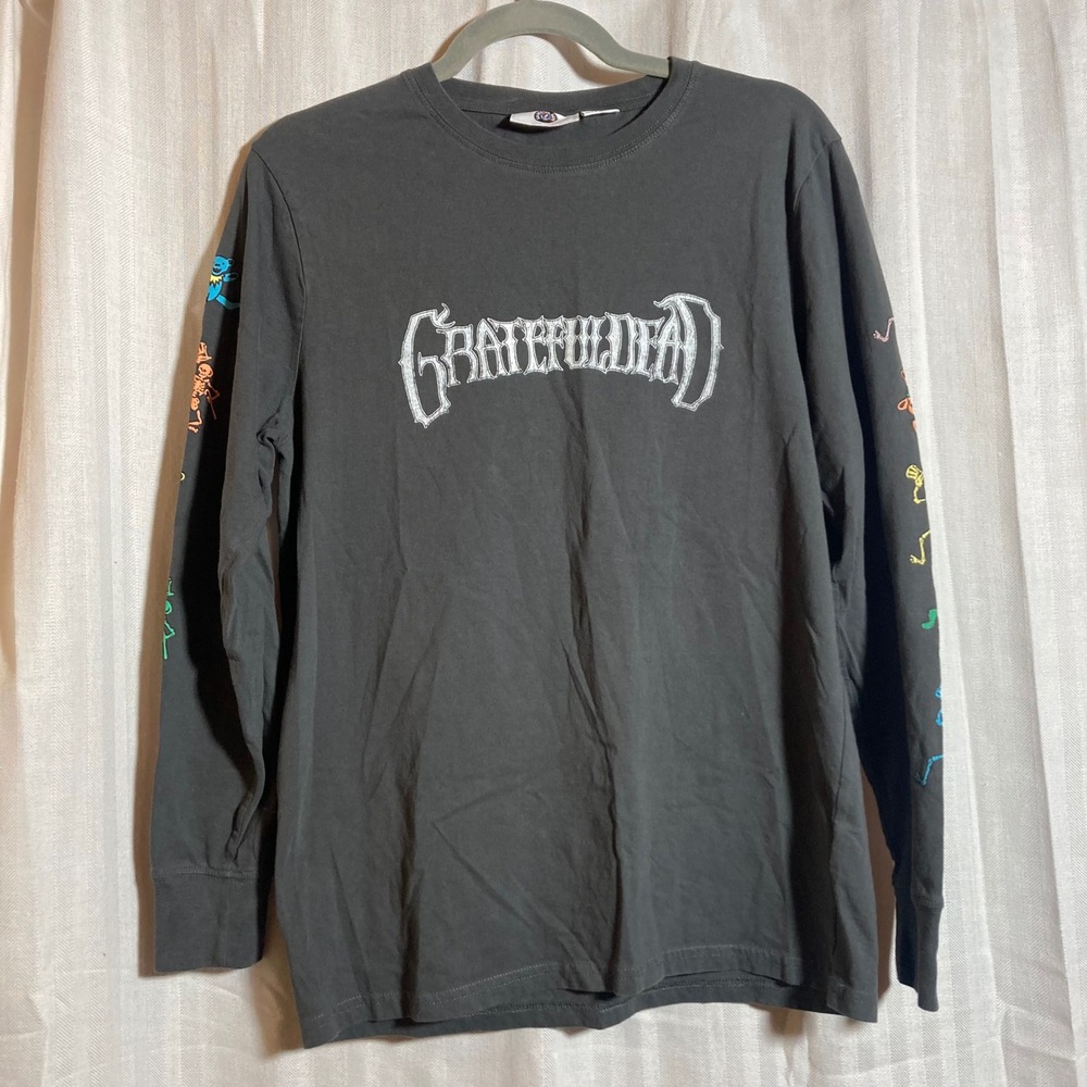 Cotton On Grateful Dead Long‎ Sleeve Graphic Tee Charcoal Grey Dancing Bears M